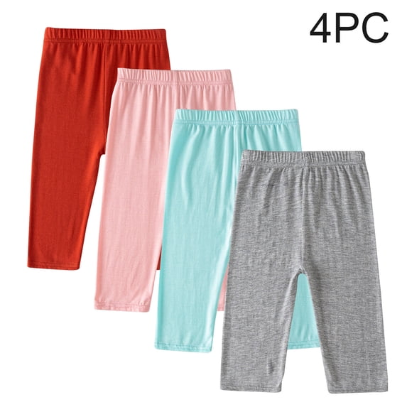 Amidoa Girls Capri Leggings Stretch Athletic Cropped Pants Basic Casual Soft Pants Orange 8 Years