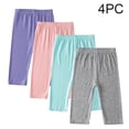 thumbnail image 1 of Amidoa Girls Capri Leggings Stretch Athletic Cropped Pants Basic Casual Soft Pants Purple 4T, 1 of 8