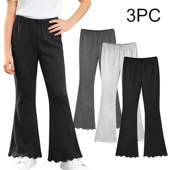 Amidoa Girls Flare Leggings Stretchy Full Length Yoga Tights Soft Bell ...