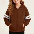 thumbnail image 1 of Amidoa Girls Graphic Hoodies Zip Up Hooded Sweatshirt Kids Cute Casual Long Sleeve Fall Winter ClothesBrown Size 9-10 Years, 1 of 7