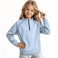 thumbnail image 1 of Amidoa Girls Half Zip Pullover Long Sleeve T Shirts Kids Mock Neck Casual Tops Blue Size 9-10 Years, 1 of 9