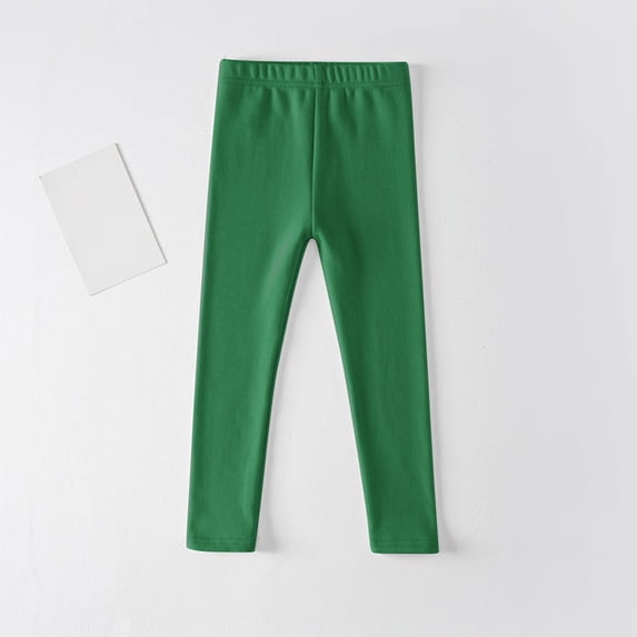 Amidoa Girls Leggings Athletic Stretch Pants Basic Soft Casual Pants Green 7 Years