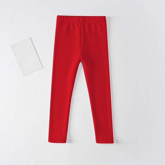 Amidoa Girls Leggings Athletic Stretch Pants Basic Soft Casual Pants Red 7 Years