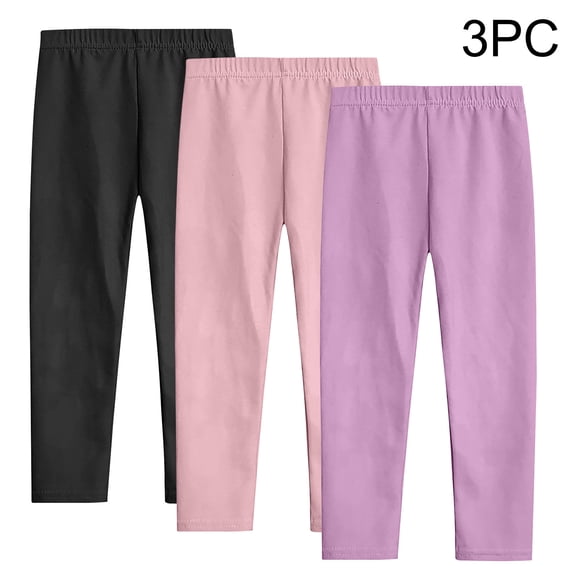 Amidoa Girls Leggings Athletic Stretch Pants Casual Basic Soft Pants Purple 7 Years