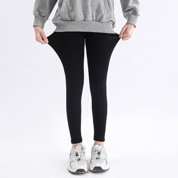 Amidoa Girls Leggings Pants Stretch Full Length Athletic Pants Basic Casual Soft Pants Black 12 Years
