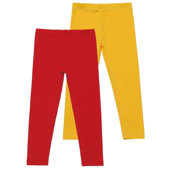 Amidoa Girls Leggings Stretch Athletic Pants Basic Soft Casual Pants Yellow 7 Years