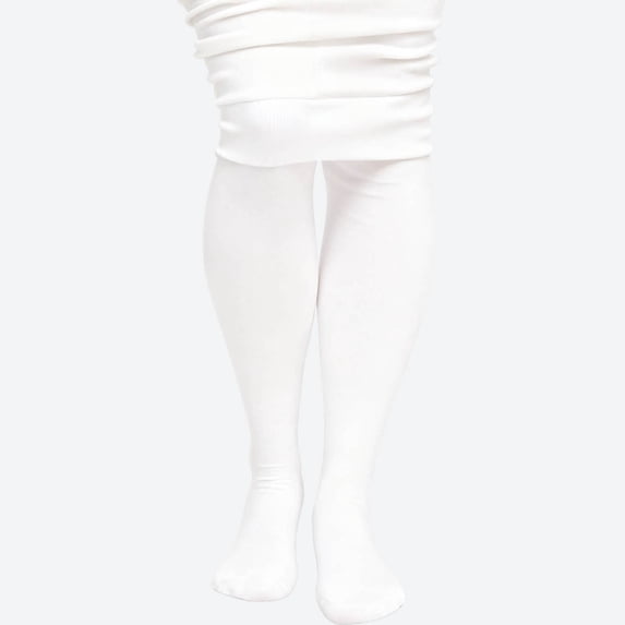 Amidoa Girls Leggings Tights Full Length Fleece Yoga Soft Stretchy Pants School Uniform Pants for Kids White Size 6-10 Years