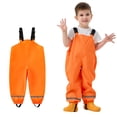 thumbnail image 1 of Amidoa Girls Rain Pants High Waist Thin Straps Pants Casual Raincoat Kids Flat Waisted Rain Pants Orange 5T, 1 of 5