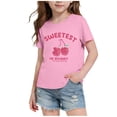 thumbnail image 1 of Amidoa Girls Short Sleeve Cotton Crewneck T-Shirts Summer Kids Casual Tops Pink Size 4T, 1 of 6