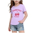 thumbnail image 1 of Amidoa Girls Short Sleeve Cotton Crewneck T-Shirts Summer Kids Casual Tops Purple Size 7, 1 of 6