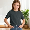 thumbnail image 1 of Amidoa Girls Short Sleeve Crewneck Summer Graphic T Shirts Kids Casual Tops Gray Size 5T, 1 of 6