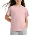 thumbnail image 1 of Amidoa Girls Short Sleeve Crewneck Summer T Shirts Cotton Casual Kids Tops Pink Size 11, 1 of 7