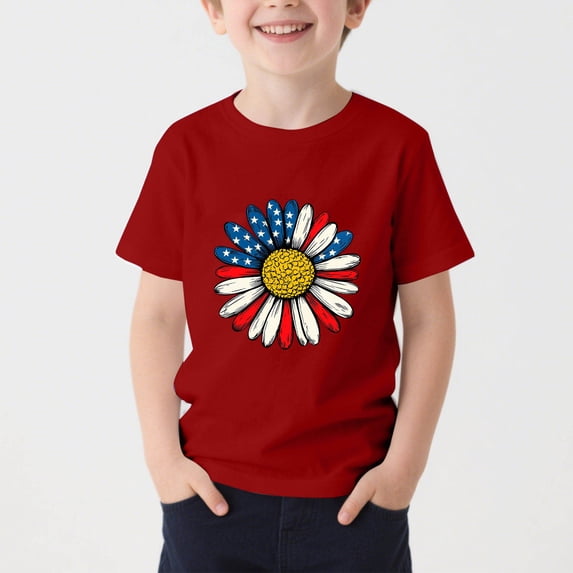 Amidoa Girls Short Sleeve Cute Graphic 4th of July T-Shirts Tops Kids Soft Casual Summer Crewneck Tees Pink Size 2T