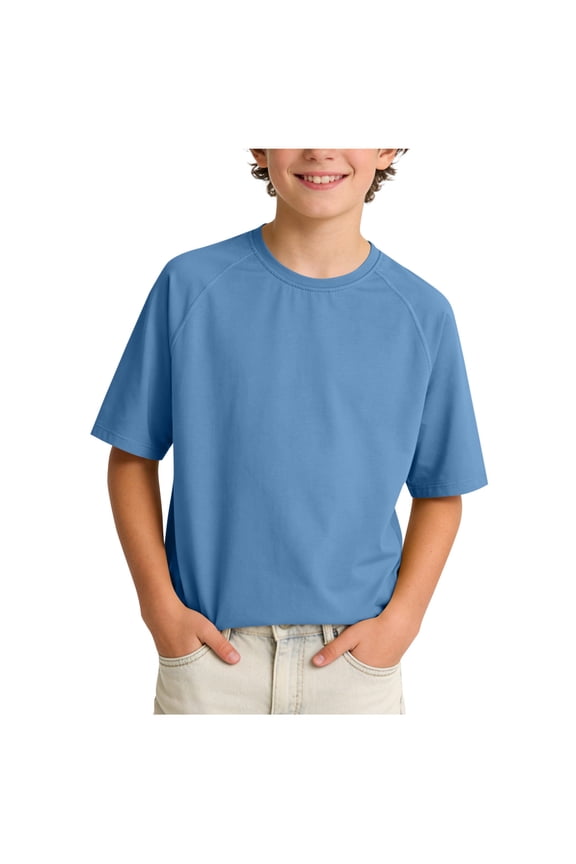 Girls Short Sleeve Cute Solid Color T-Shirts Soft Casual Summer Kids Tops Crewneck Tees,Watermelon Red Size 120
