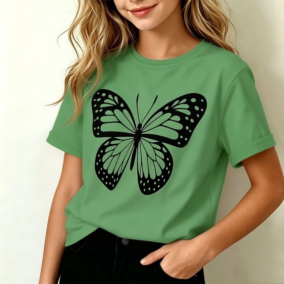 Amidoa Girls Short Sleeve Graphic Cotton Cute T-Shirts Tops Casual Kids Summer Soft Crewneck Tees,Gray Size 5T