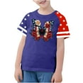 thumbnail image 1 of Amidoa Girls Short Sleeve Graphic Crewneck Cute Summer Casual Top Blue,130, 1 of 4