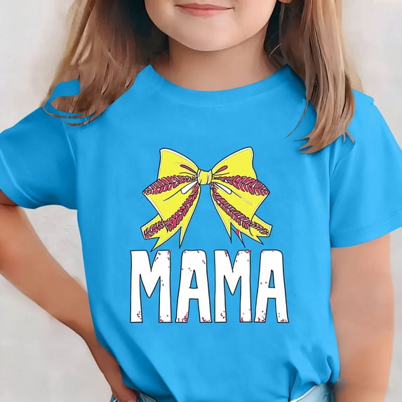 Amidoa Girls Short Sleeve Graphic Crewneck Summer T Shirts Kids Casual Tops Blue Size 140