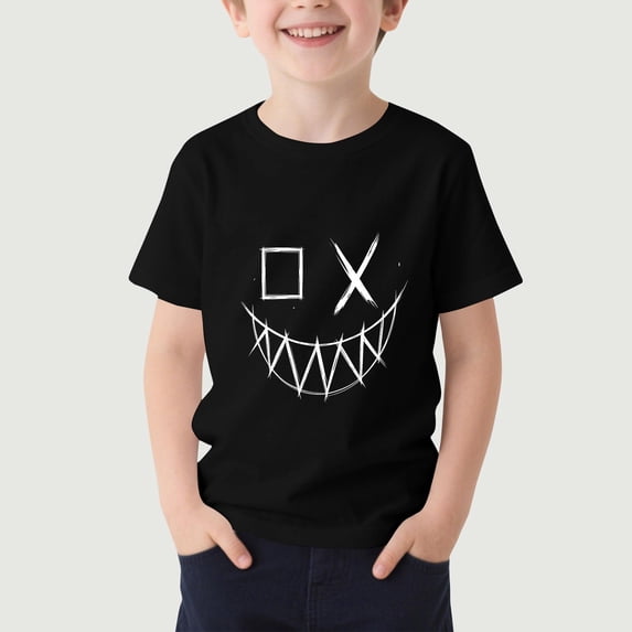 Amidoa Girls Short Sleeve Graphic Crewneck T-shirt Summer Cute Soft Casual Tops Black,130