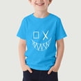 thumbnail image 1 of Amidoa Girls Short Sleeve Graphic Crewneck T-shirt Summer Cute Soft Casual Tops Blue,160, 1 of 5