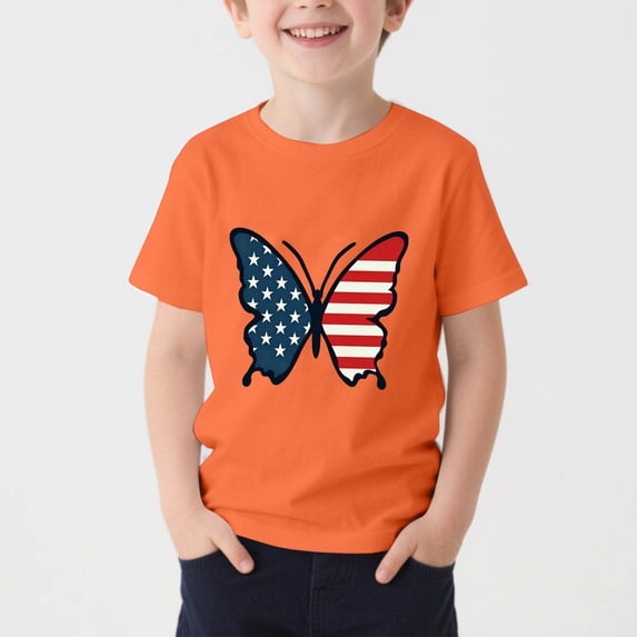 Amidoa Girls Short Sleeve Graphic Cute 4th of July T-Shirts Casual Tops Kids Soft Summer Crewneck Tees Hot Pink Size 140
