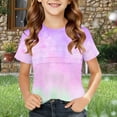 thumbnail image 1 of Amidoa Girls Short Sleeve Graphic Cute T-Shirts Tops Casual Kids Soft Summer Crewneck Tees,Purple Size 10, 1 of 5