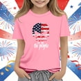thumbnail image 1 of Amidoa Girls Short Sleeve Graphic Summer Independence Day Crewneck T Shirts Kids Casual Tops Pink Size 4T, 1 of 5