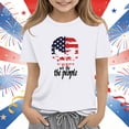 thumbnail image 1 of Amidoa Girls Short Sleeve Graphic Summer Independence Day Crewneck T Shirts Kids Casual Tops White Size 11, 1 of 5
