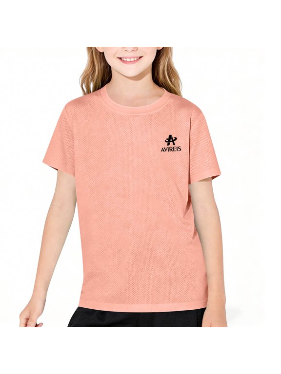 Girls Short Sleeve Solid Color Summer Crewneck T Shirts Casual Kids Tops Orange Size 3T