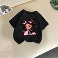 thumbnail image 1 of Amidoa Girls Short Sleeve Summer Crewneck Graphic T Shirts Casual Cotton Kids Tops Black Size 120, 1 of 3