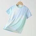 thumbnail image 1 of Amidoa Girls Short Sleeve Summer Crewneck T Shirts Kids Casual Tops Blue Size 150, 1 of 3