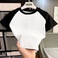 thumbnail image 1 of Amidoa Girls Short Sleeve Summer Crewneck T Shirts Kids Casual Tops White Size 1T, 1 of 3