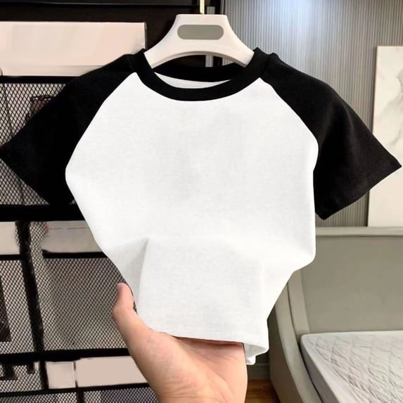 Amidoa Girls Short Sleeve Summer Crewneck T Shirts Kids Casual Tops White Size 1T