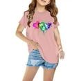 thumbnail image 1 of Amidoa Girls Short Sleeve Summer Graphic Crewneck T Shirts Cotton Casual Kids Tops Pink Size 7, 1 of 5