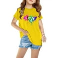 thumbnail image 1 of Amidoa Girls Short Sleeve Summer Graphic Crewneck T Shirts Cotton Casual Kids Tops Yellow Size 9, 1 of 5