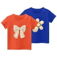 thumbnail image 1 of Amidoa Girls Short Sleeve Summer Graphic Crewneck T Shirts Cotton Kids Casual Tops Orange Size 120, 1 of 4