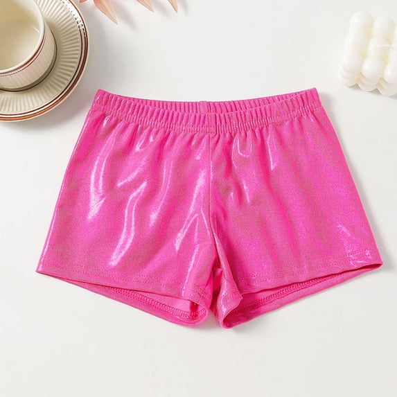 Amidoa Girls Shorts Casual Summer Toddler Wide Leg Soft Solid Color Elastic Waist Shorts for Kids Hot Pink Size 6