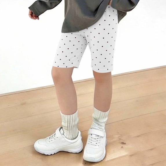 Amidoa Girls Shorts Soft Elastic Waist Casual Summer Cotton Shorts for Kids White Size 6