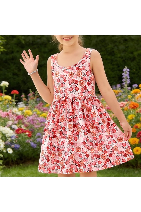Girls Summer Dresses Flowy Sleeveless A-Line Ruffle Dresses Midi Casual Sundress Light Blue Size 16