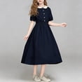 thumbnail image 1 of Amidoa Girls Summer Dresses Short Sleeve Flowy A-Line T-Shirts Midi Casual Sundress, 1 of 6