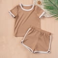thumbnail image 1 of Amidoa Girls Summer Outfit Sets 2 Piece Cotton Graphic T-Shirt Tank Top and Shorts Set Kids Clothing Sets Brown Size 2T, 1 of 8