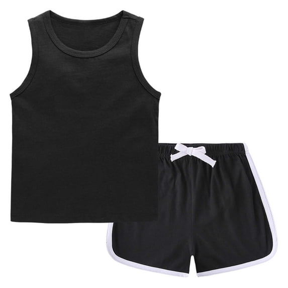 Amidoa Girls Summer Outfit Sets 2 Piece Cotton T-Shirt Long Sleeve and Casual Pants Set Kids Clothing Sets Black Size 8