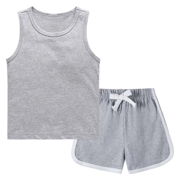 Amidoa Girls Summer Outfit Sets 2 Piece Cotton T-Shirt Long Sleeve and Casual Pants Set Kids Clothing Sets Gray Size 6