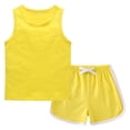 thumbnail image 1 of Amidoa Girls Summer Outfit Sets 2 Piece Cotton T-Shirt Long Sleeve and Casual Pants Set Kids Clothing Sets Yellow Size 8, 1 of 7