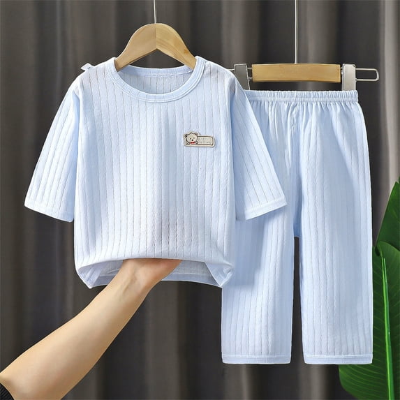 Amidoa Girls Summer Outfit Sets 2 Piece T-Shirt Short Sleeve Skirt Set Kids Clothing Sets Blue Size 3T