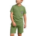 thumbnail image 1 of Amidoa Girls Summer Outfit Sets 2 Piece T-Shirt Short Sleeve and Shorts Set Kids Clothing Sets Army Green Size 4T, 1 of 8
