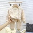 thumbnail image 1 of Amidoa Girls Summer Outfits 2 Piece Cute Long Sleeve T Shirt Solid Color Top and Casual Shorts Kids Clothing Sets,Beige Size 3, 1 of 7
