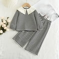 thumbnail image 1 of Amidoa Girls Summer Outfits 2 Piece Long Sleeve Cute T Shirt Top and Casual Pants Kids Clothing Sets,Black Size 6, 1 of 1