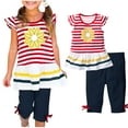 thumbnail image 1 of Amidoa Girls Summer Outfits 2 Piece Short Sleeve T Shirt Cute Top and Casual Shorts Kids Clothing Sets White Size 8, 1 of 1