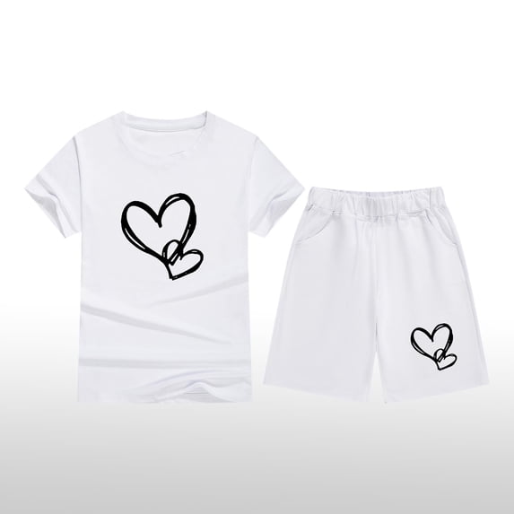 Amidoa Girls Summer Outfits Cotton Strap and Summer Kids Casual Clothing Set White Size 8