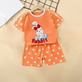 thumbnail image 1 of Amidoa Girls Summer Outfits Short Sleeves T-Shirts and Summer Casual Kids Short Clothing Set Orange Size 2T, 1 of 4